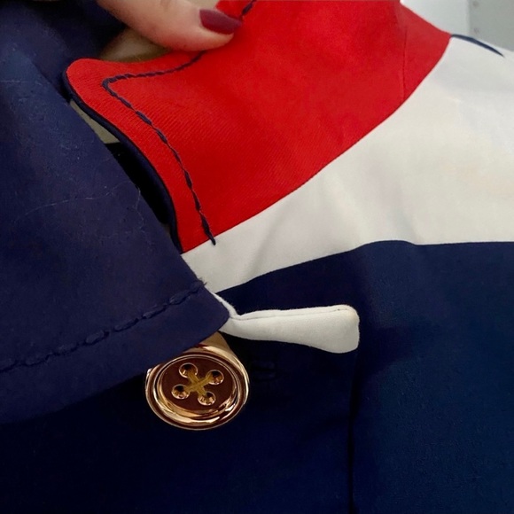 NWT Kate Spade New York Striped Franny Coat with Back Bow in Blue & White - Picture 10 of 14